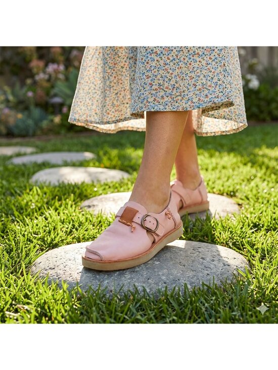 Santorisan Shoes - Satorisan Benirras Womens 37 US 6.5 Pink Leather Premium Slip On Sandal Shoes